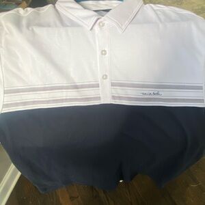 Travis Mathew White and Navy Polo Shirt